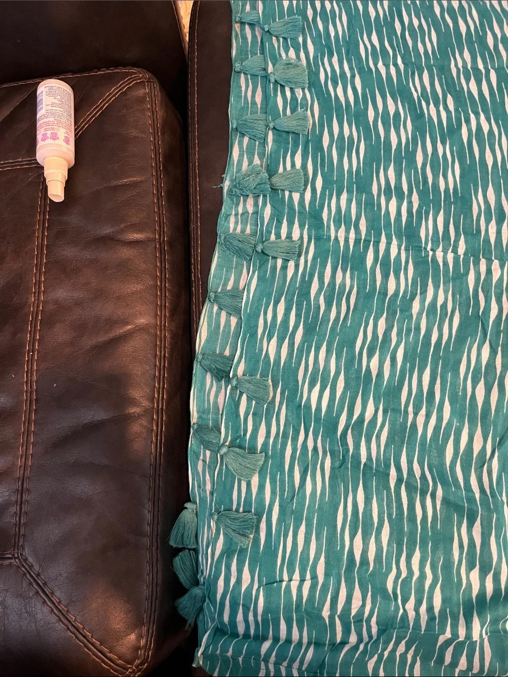 Echo Teal and White Patterned Scarf Wrap